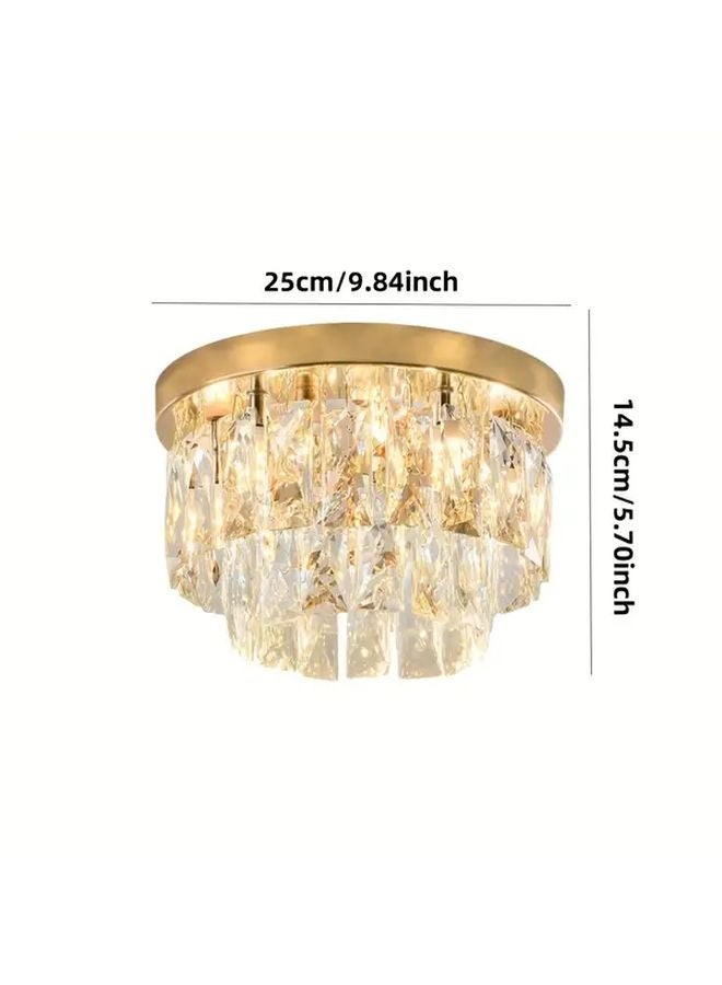 Modern Crystal Chandelier Semi Flush Mount Ceiling Light Silvery For Entryway Hallway Balcony - Image 1